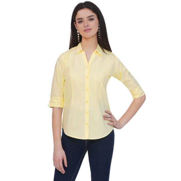 Regular Fit Solid 3/4 Formal Shirt For Women