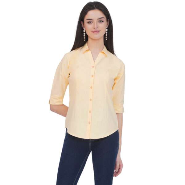 Regular Fit Solid 3/4 Formal Shirt For Women