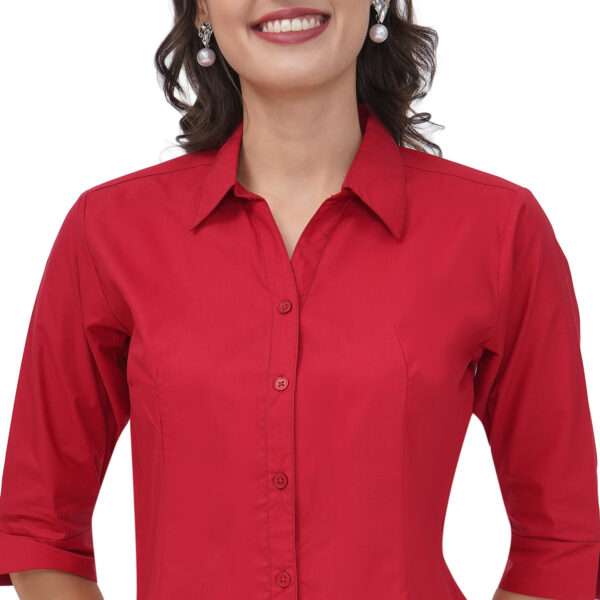 Regular Fit Solid 3/4 Formal Shirt For Women