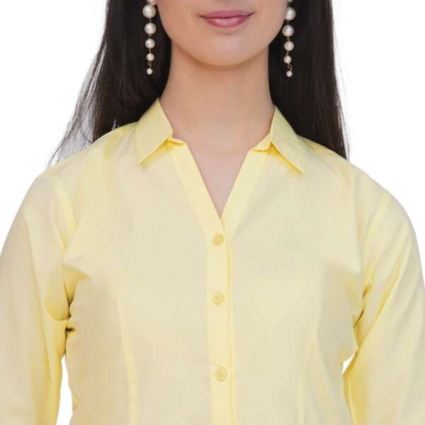 Regular Fit Solid 3/4 Formal Shirt For Women