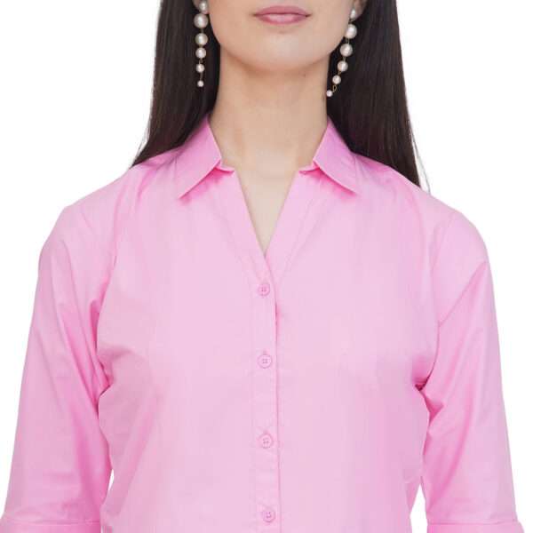 Regular Fit Solid 3/4 Formal Shirt For Women