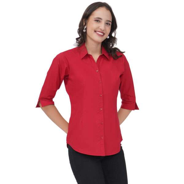 Regular Fit Solid 3/4 Formal Shirt For Women