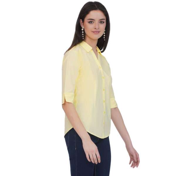 Regular Fit Solid 3/4 Formal Shirt For Women