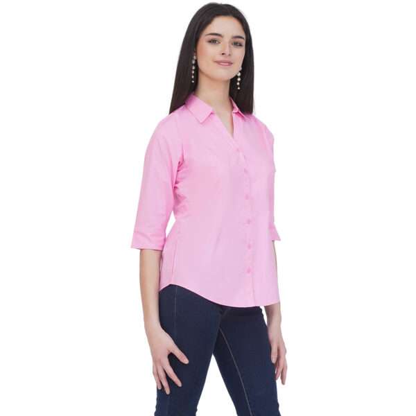 Regular Fit Solid 3/4 Formal Shirt For Women