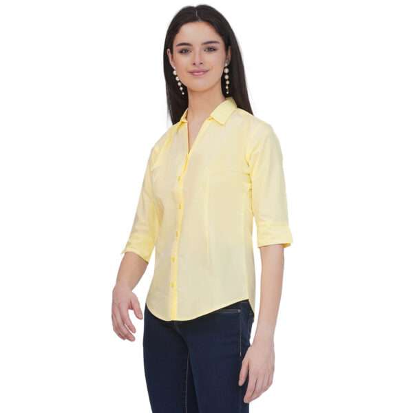 Regular Fit Solid 3/4 Formal Shirt For Women