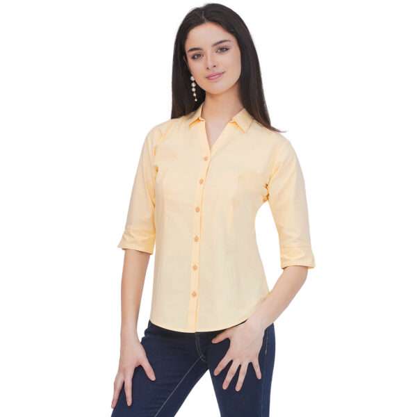 Regular Fit Solid 3/4 Formal Shirt For Women