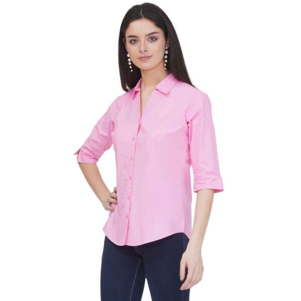 Regular Fit Solid 3/4 Formal Shirt For Women