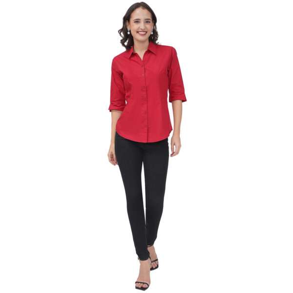 Regular Fit Solid 3/4 Formal Shirt For Women