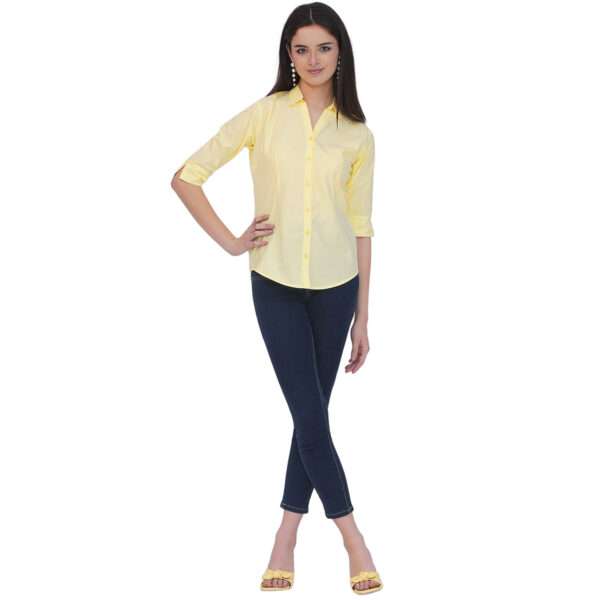 Regular Fit Solid 3/4 Formal Shirt For Women
