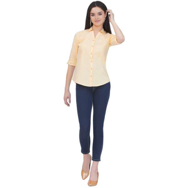 Regular Fit Solid 3/4 Formal Shirt For Women