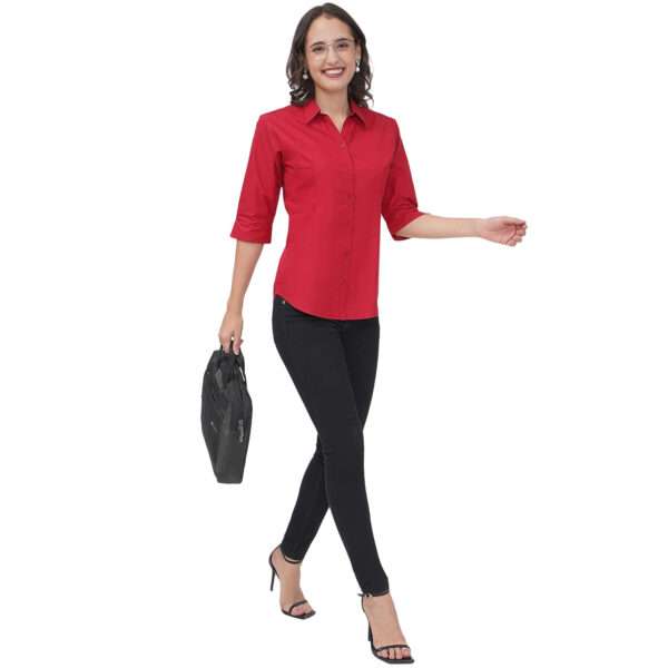 Regular Fit Solid 3/4 Formal Shirt For Women
