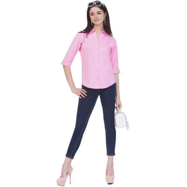 Regular Fit Solid 3/4 Formal Shirt For Women