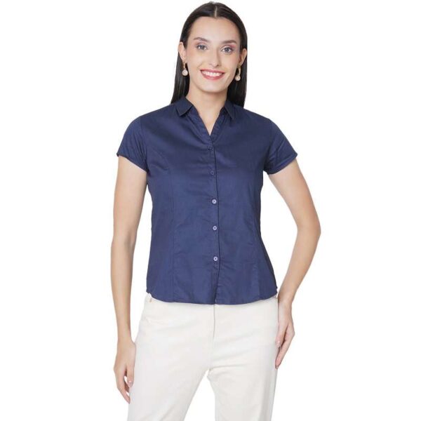 Half Sleeve Solid Formal Shirt For Women