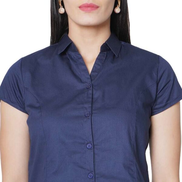 Half Sleeve Solid Formal Shirt For Women