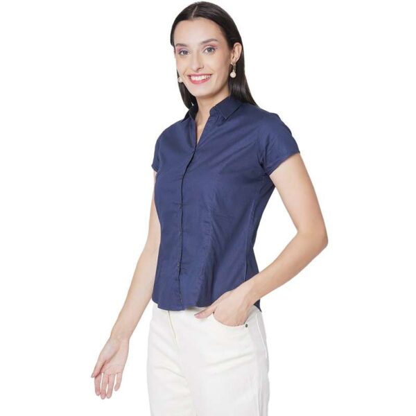 Half Sleeve Solid Formal Shirt For Women