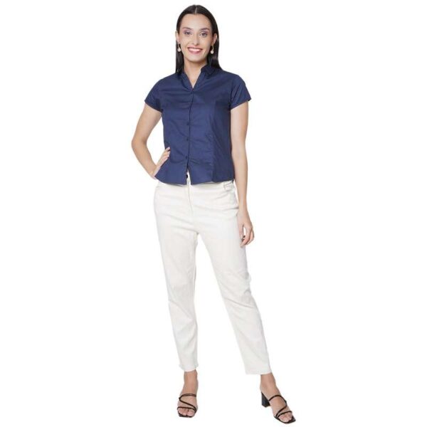 Half Sleeve Solid Formal Shirt For Women