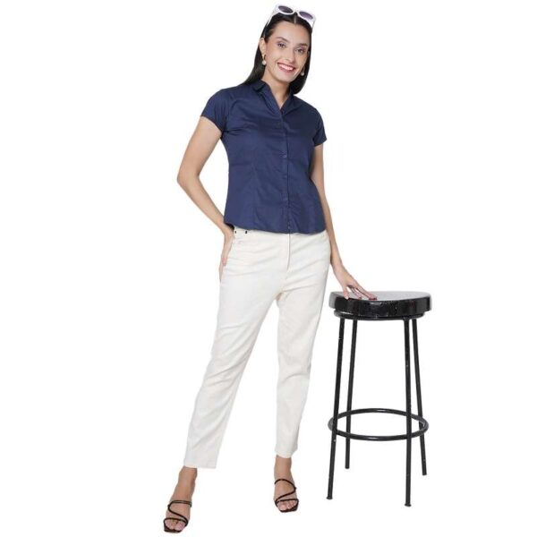 Half Sleeve Solid Formal Shirt For Women