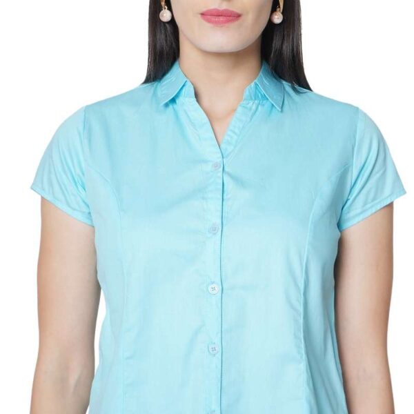 Half Sleeve Solid Formal Shirt For Women