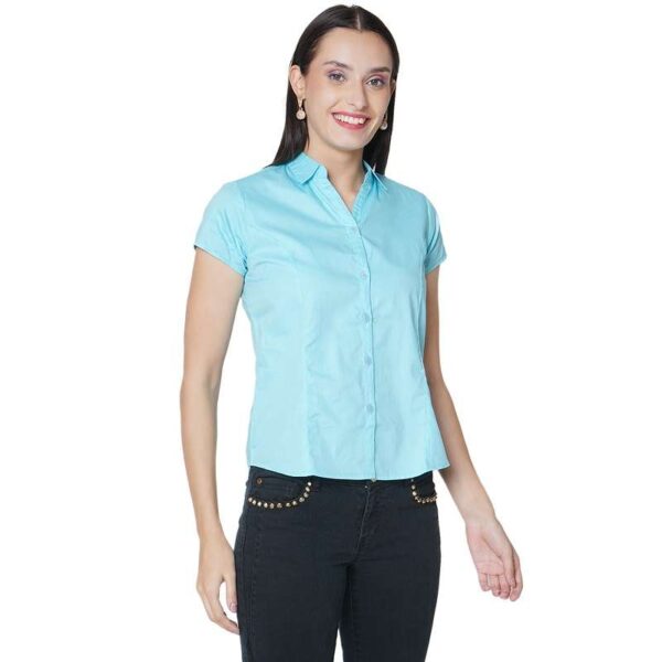 Half Sleeve Solid Formal Shirt For Women