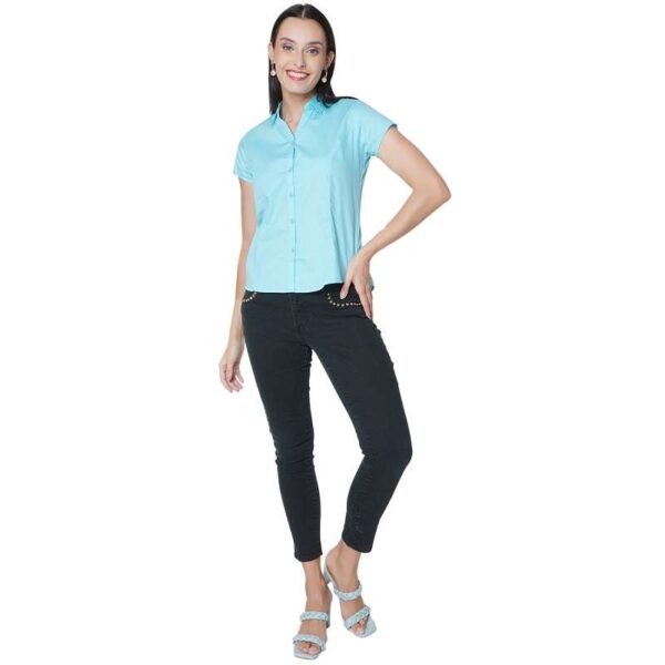 Half Sleeve Solid Formal Shirt For Women