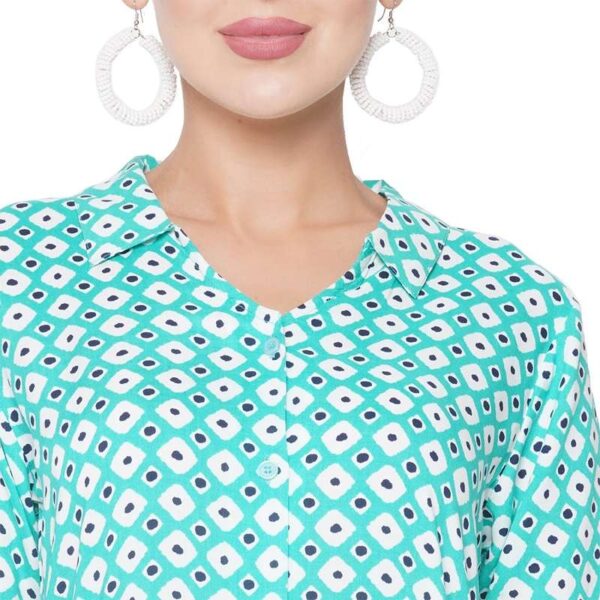 Women's Long Ankle Length Buttoned Down Checked V Neck Half Sleeve Shirt Collar Dress
