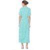Women's Long Ankle Length Buttoned Down Checked V Neck Half Sleeve Shirt Collar Dress