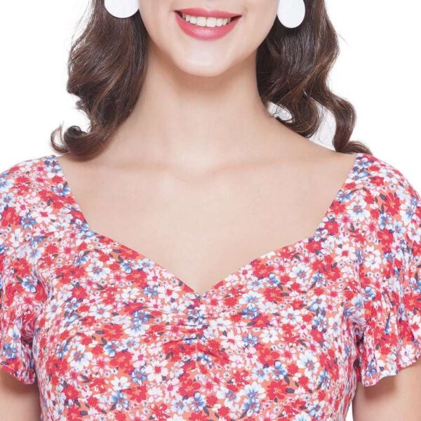 Women's Casual Cap Sleeve Deep Neck Crop Tunic Top