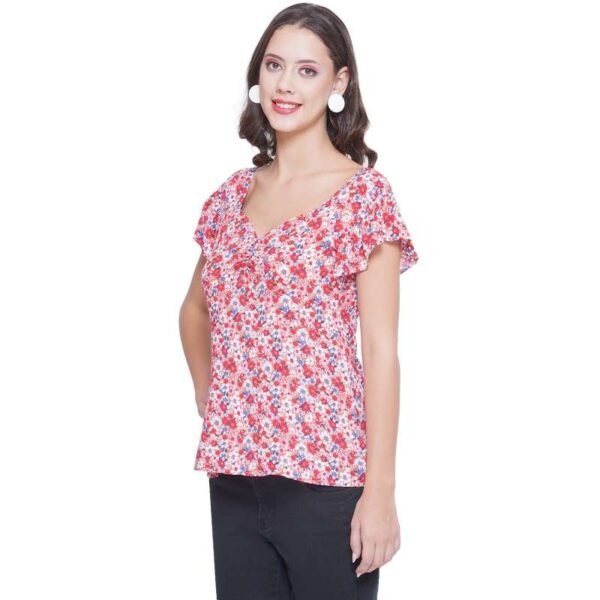 Women's Casual Cap Sleeve Deep Neck Crop Tunic Top