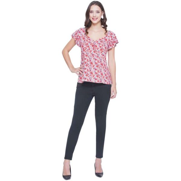Women's Casual Cap Sleeve Deep Neck Crop Tunic Top