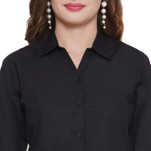 Regular Fit Solid 3/4 Formal Shirt For Women