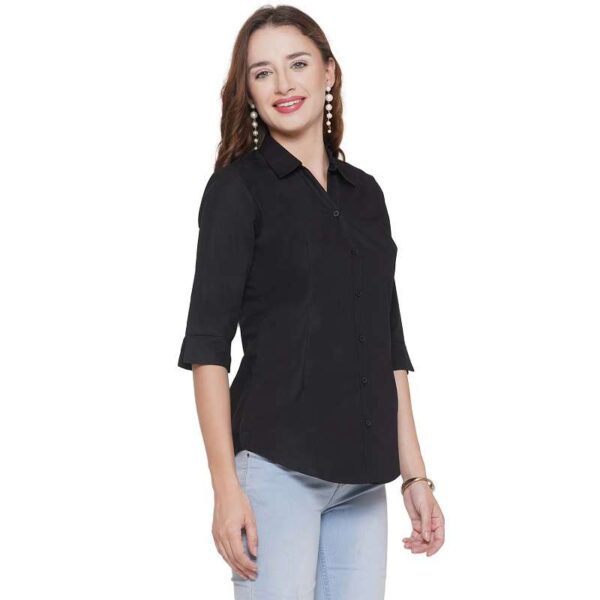 Regular Fit Solid 3/4 Formal Shirt For Women