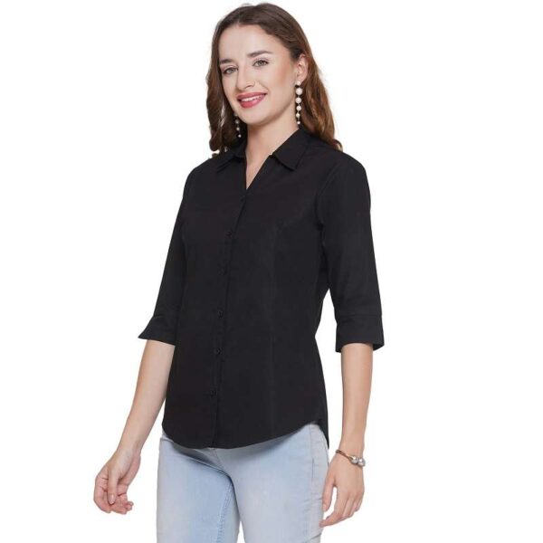 Regular Fit Solid 3/4 Formal Shirt For Women