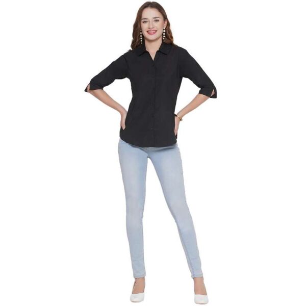 Regular Fit Solid 3/4 Formal Shirt For Women