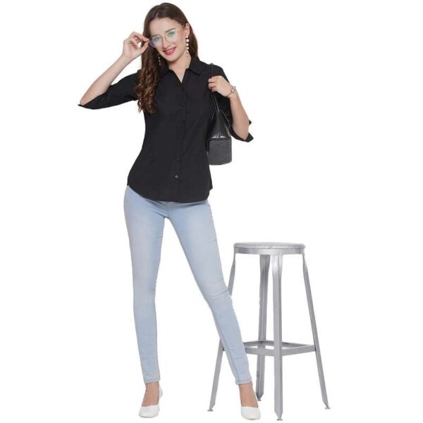 Regular Fit Solid 3/4 Formal Shirt For Women