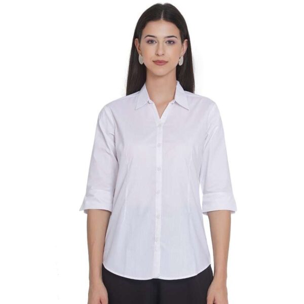 Regular Fit Solid 3/4 Formal Shirt For Women
