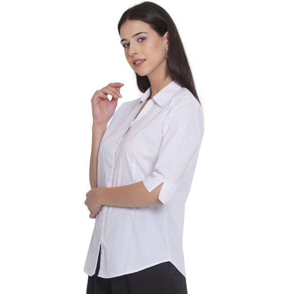 Regular Fit Solid 3/4 Formal Shirt For Women