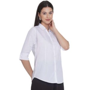 Regular Fit Solid 3/4 Formal Shirt For Women