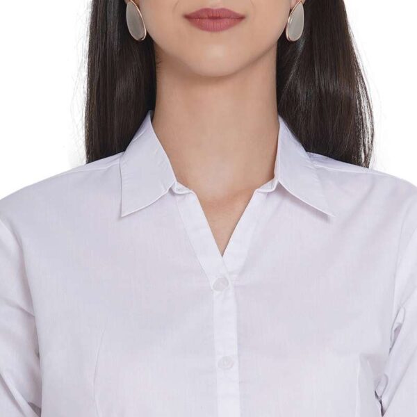 Regular Fit Solid 3/4 Formal Shirt For Women