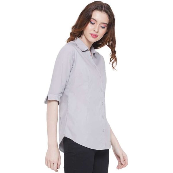 Regular Fit Solid 3/4 Formal Shirt For Women