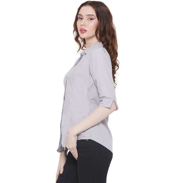 Regular Fit Solid 3/4 Formal Shirt For Women