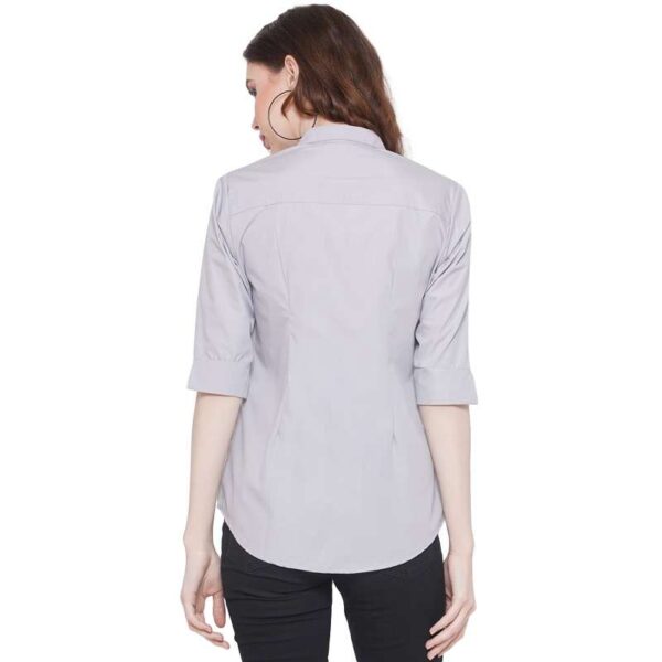 Regular Fit Solid 3/4 Formal Shirt For Women