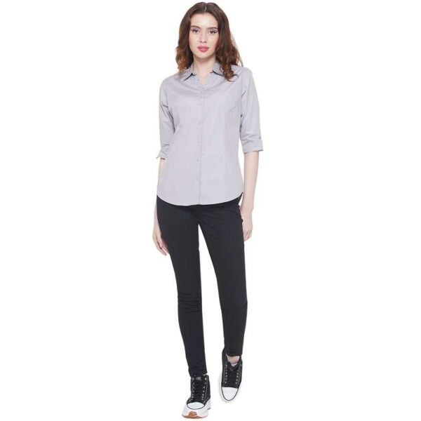 Regular Fit Solid 3/4 Formal Shirt For Women