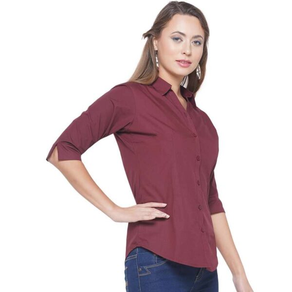 Regular Fit Solid 3/4 Formal Shirt For Women