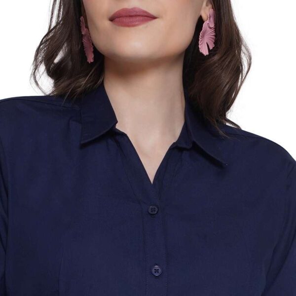 Regular Fit Solid 3/4 Formal Shirt For Women
