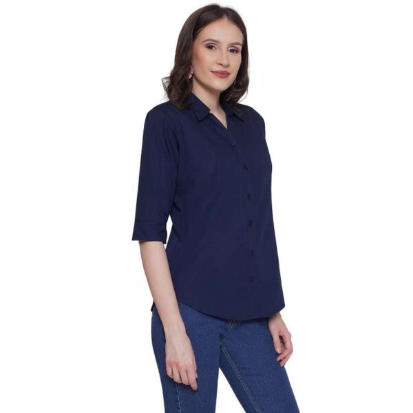 Regular Fit Solid 3/4 Formal Shirt For Women