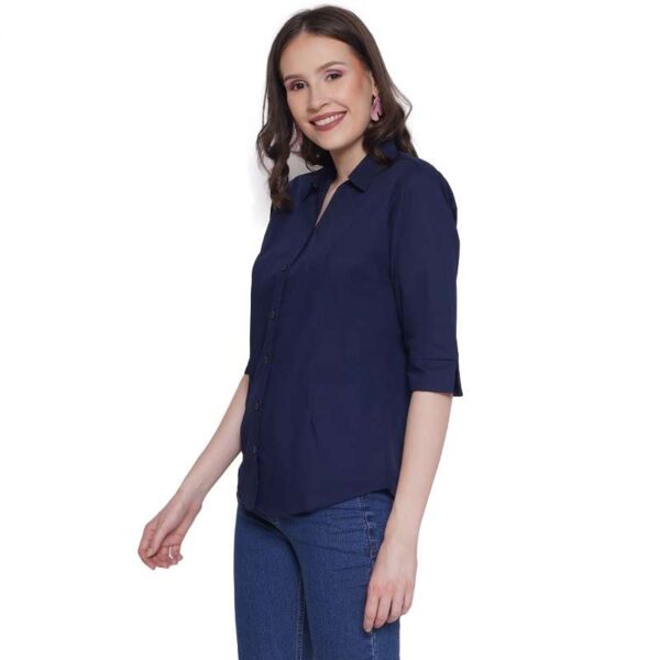 Regular Fit Solid 3/4 Formal Shirt For Women