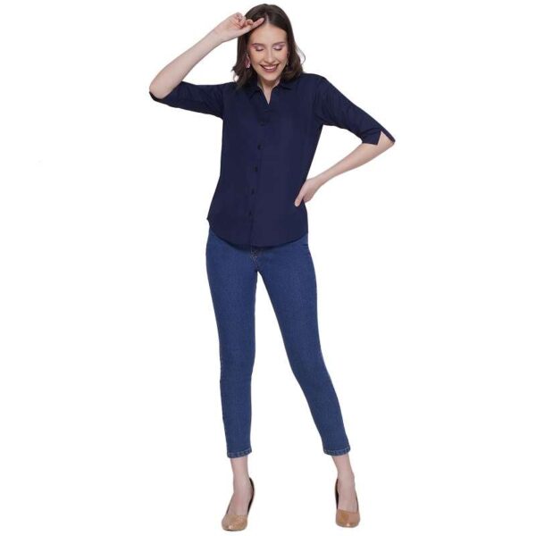 Regular Fit Solid 3/4 Formal Shirt For Women