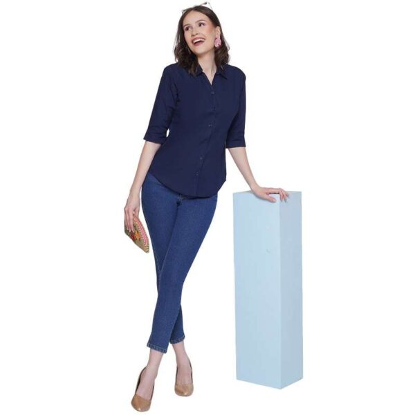 Regular Fit Solid 3/4 Formal Shirt For Women