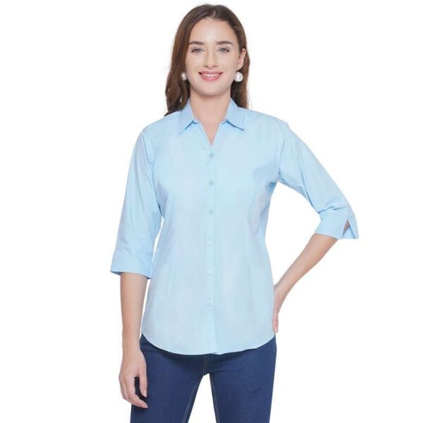 Regular Fit Solid 3/4 Formal Shirt For Women