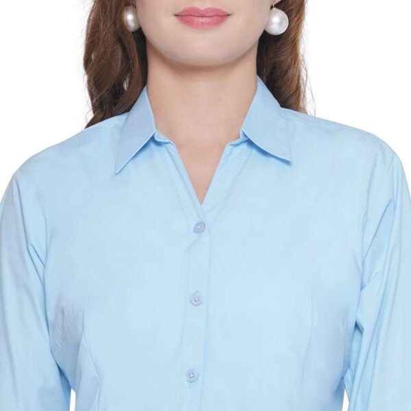 Regular Fit Solid 3/4 Formal Shirt For Women